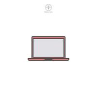 Laptop icon vector illustrating digital connectivity, work mobility, and modern technology, great for representing remote work, education, and computing