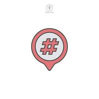 Hashtag icon vector representation emphasizing social media interaction, trending topics, and online tagging, perfect for digital communication platforms