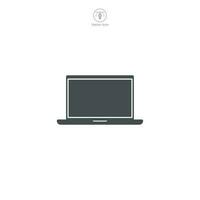 Laptop icon vector illustrating digital connectivity, work mobility, and modern technology, great for representing remote work, education, and computing