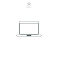 Laptop icon vector illustrating digital connectivity, work mobility, and modern technology, great for representing remote work, education, and computing