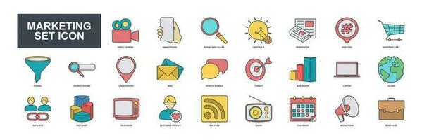 A collection of visually appealing and versatile vector icons representing various aspects of marketing