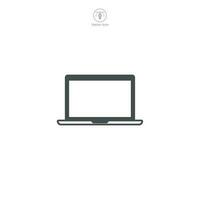 Laptop icon vector illustrating digital connectivity, work mobility, and modern technology, great for representing remote work, education, and computing