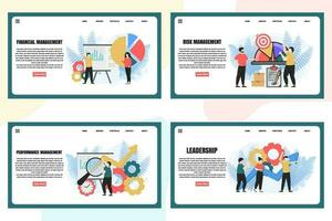 Set of web page design templates for Management web page composition with Leadership, Time Management, Risk Management and more Modern vector illustration concepts