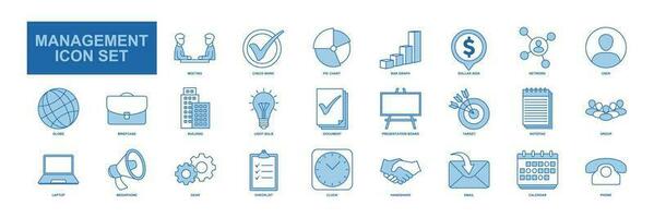 A collection of 25 vector icons representing various aspects of business management. These icons can be used to enhance presentations, websites, or any design related to business