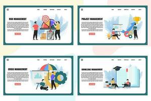 Set of web page design templates for Management web page composition with Leadership, Time Management, Risk Management and more Modern vector illustration concepts