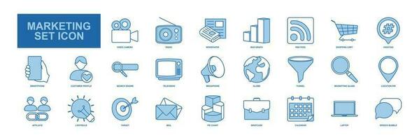 A collection of visually appealing and versatile vector icons representing various aspects of marketing