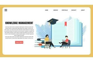 flat design concept Knowledge Management. Internet education for website and landing page template. perfect for web page design, banner, mobile app, Vector illustration