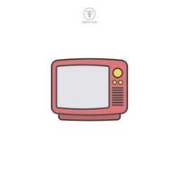 A vector illustration of a television icon, signifying entertainment, broadcasting, or media. Ideal for designating TV programs, channels, or news platforms