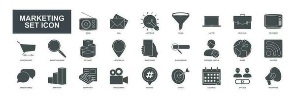 A collection of visually appealing and versatile vector icons representing various aspects of marketing