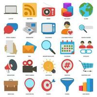 A comprehensive collection of visually appealing and versatile vector icons that represent different aspects of marketing