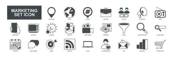 A collection of visually appealing and versatile vector icons representing various aspects of marketing