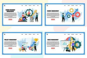 Set of web page design templates for Management web page composition with Leadership, Time Management, Risk Management and more Modern vector illustration concepts