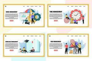 Set of web page design templates for Management web page composition with Leadership, Time Management, Risk Management and more Modern vector illustration concepts