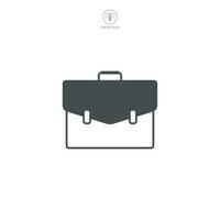 A briefcase icon vector illustration depicts a graphical representation of a professional's carry-on, typically used in digital interfaces and designs