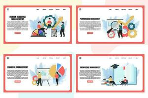 Set of web page design templates for Management web page composition with Leadership, Time Management, Risk Management and more Modern vector illustration concepts