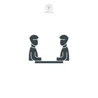 reunión icono. un profesional y colaborativo vector ilustración de un reunión, simbolizando discusiones, trabajo en equipo, y grupo interacciones.