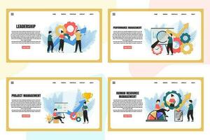 Set of web page design templates for Management web page composition with Leadership, Time Management, Risk Management and more Modern vector illustration concepts