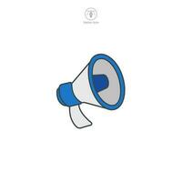 Megaphone icon. A bold and attention-grabbing vector illustration of a megaphone, symbolizing announcements, communication, and broadcasting messages.