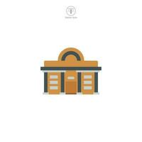 Library icon vector showcases a stylized structure of knowledge, signifying education, books, learning, literature, and academic pursuits