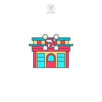 Barber Shop icon vector depicts a stylized grooming establishment, signifying hairstyling, grooming, men's care, fashion, and personal services