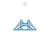 Bridge icon vector portrays a stylized architectural construct, signifying connection, transportation, travel, engineering, and urban structures