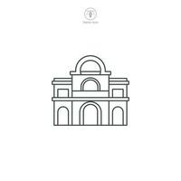 Hotel icon vector represents a stylized accommodation facility, signifying hospitality, travel, tourism, luxury, comfort, and guest services