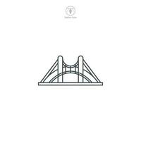 Bridge icon vector portrays a stylized architectural construct, signifying connection, transportation, travel, engineering, and urban structures