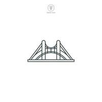 Bridge icon vector portrays a stylized architectural construct, signifying connection, transportation, travel, engineering, and urban structures