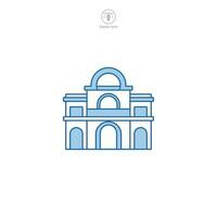Hotel icon vector represents a stylized accommodation facility, signifying hospitality, travel, tourism, luxury, comfort, and guest services