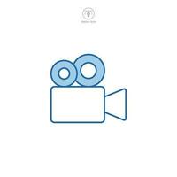 un vector ilustración de un vídeo cámara icono, representando grabación, cine, o radiodifusión. Perfecto para simbolizando vídeo producción, medios de comunicación, o En Vivo transmisión