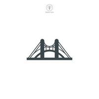 Bridge icon vector portrays a stylized architectural construct, signifying connection, transportation, travel, engineering, and urban structures