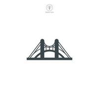 Bridge icon vector portrays a stylized architectural construct, signifying connection, transportation, travel, engineering, and urban structures