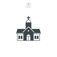 Iglesia icono vector regalos un estilizado sitio de culto, simbolizando religión, espiritualidad, fe, oración, y comunidad reunión