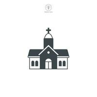 Church icon vector presents a stylized place of worship, symbolizing religion, spirituality, faith, prayer, and community gathering