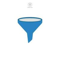 Funnel icon vector showcasing a simplified design, perfect for illustrating filtering, data management, process narrowing, and strategic focus