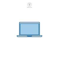 Laptop icon vector illustrating digital connectivity, work mobility, and modern technology, great for representing remote work, education, and computing