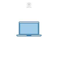 Laptop icon vector illustrating digital connectivity, work mobility, and modern technology, great for representing remote work, education, and computing