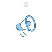 Megaphone icon. A bold and attention-grabbing vector illustration of a megaphone, symbolizing announcements, communication, and broadcasting messages.