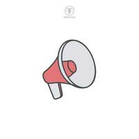 A vector illustration of a megaphone icon, symbolizing communication, broadcasting, or announcement. Ideal for designating alerts, promotions, or public speaking