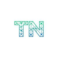 Abstract letter TN logo design with line dot connection for technology and digital business company. vector