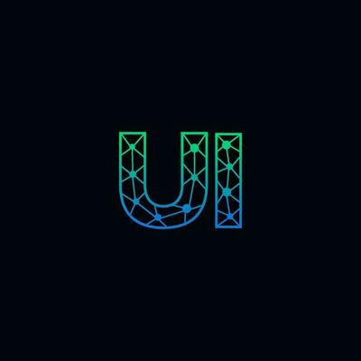 Abstract letter UI logo design with line dot connection for technology and digital business company.