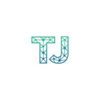 resumen letra tj logo diseño con línea punto conexión para tecnología y digital negocio compañía. vector