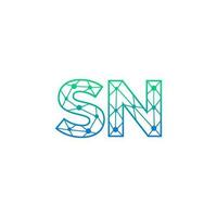 Abstract letter SN logo design with line dot connection for technology and digital business company. vector