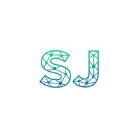 Abstract letter SJ logo design with line dot connection for technology and digital business company. vector