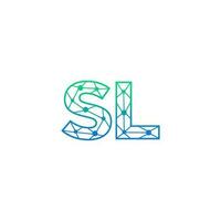 Abstract letter SL logo design with line dot connection for technology and digital business company. vector