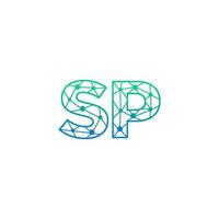 Abstract letter SP logo design with line dot connection for technology and digital business company. vector