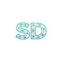 Abstract letter SD logo design with line dot connection for technology and digital business company. vector