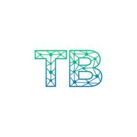 Abstract letter TB logo design with line dot connection for technology and digital business company. vector