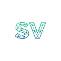 Abstract letter SV logo design with line dot connection for technology and digital business company. vector