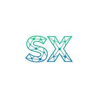 resumen letra sx logo diseño con línea punto conexión para tecnología y digital negocio compañía. vector